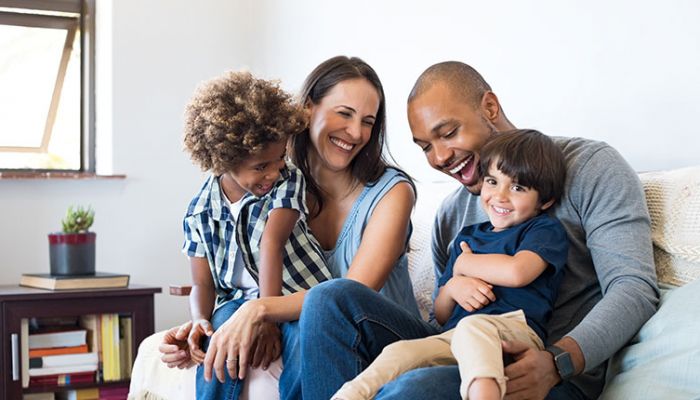 Family with children laughing